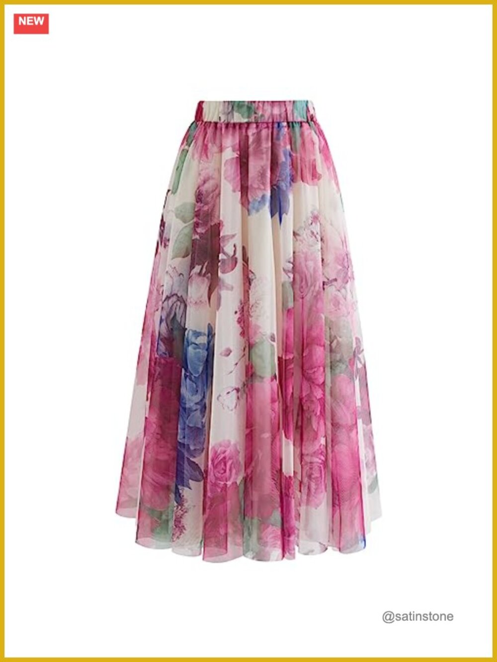 Double-Layered Mesh Tulle Floral Party Skirt